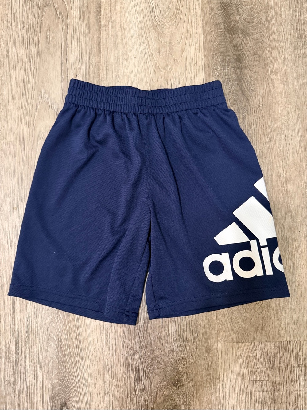 adidas Navy Blue Athletic Shorts with White Logo - Kids